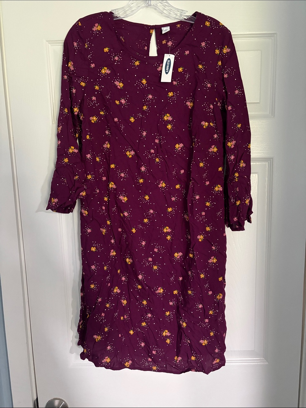 Women's Floral Shift Dress - Plum